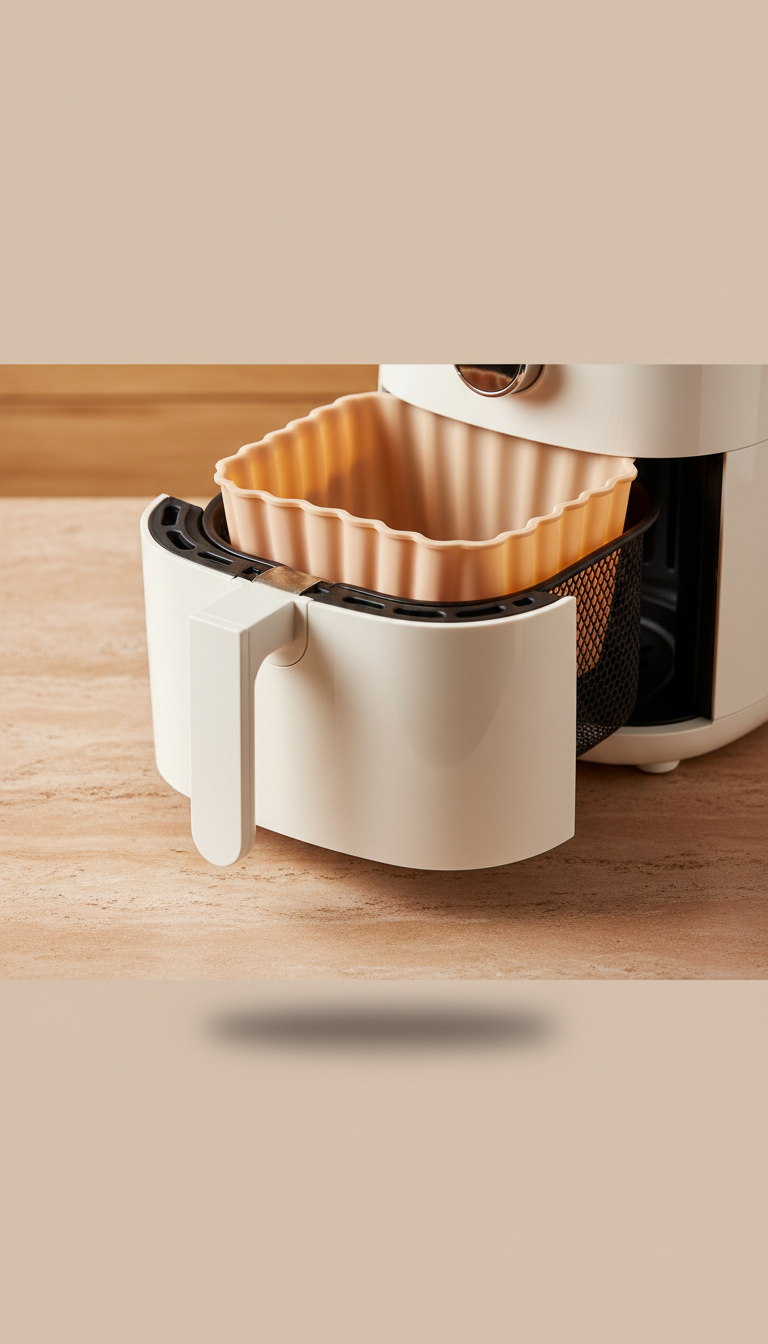 Silicone air fryer liner with raised edges